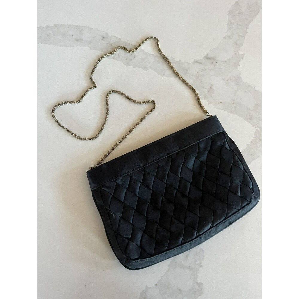Walborg Of Macau Vintage Black Satin Evening Purse Bag Chain